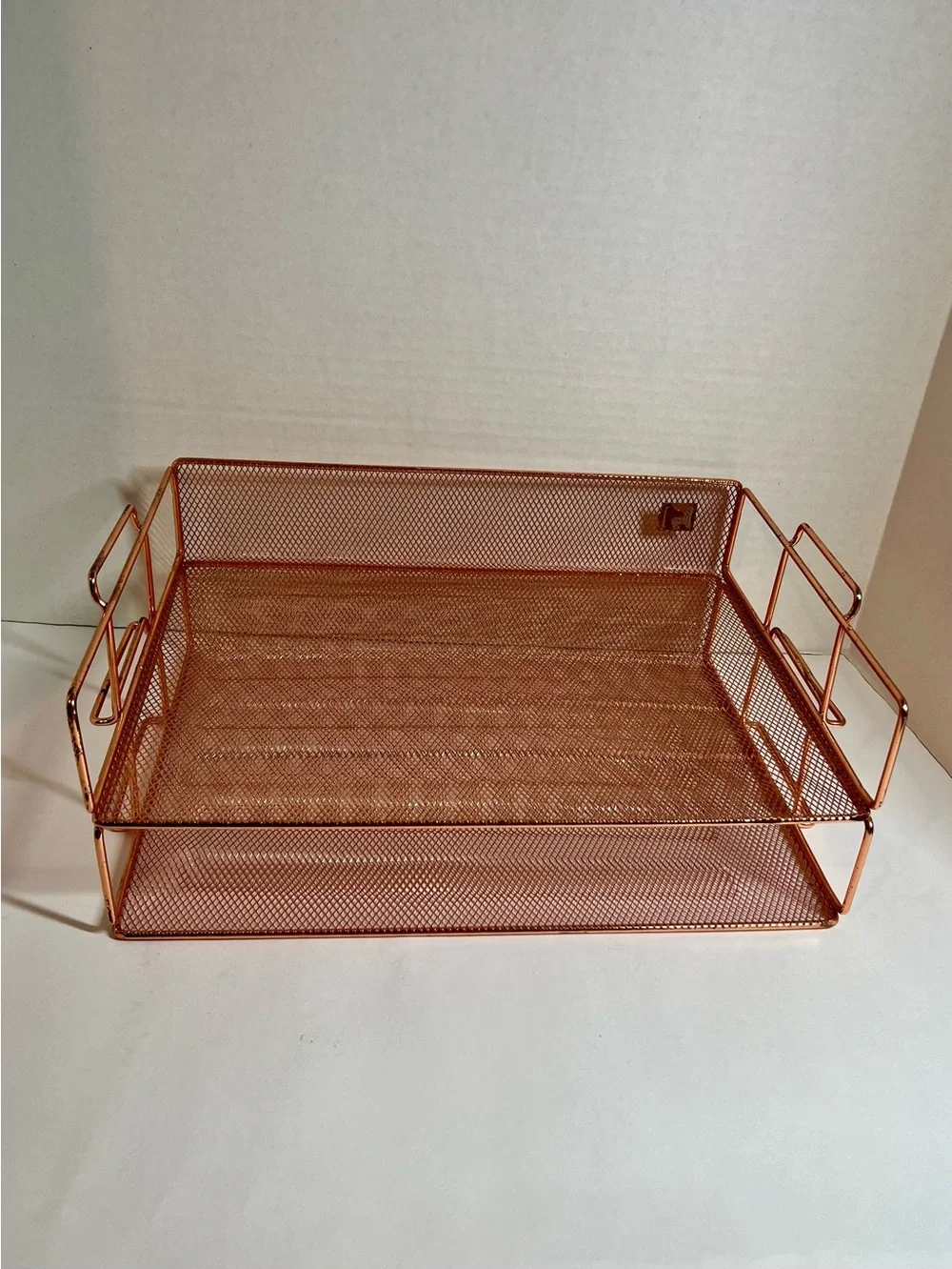 Copper-Tone Mesh/Metal Stackable Trays (2) Multipurpose/Stylish for Home/Office